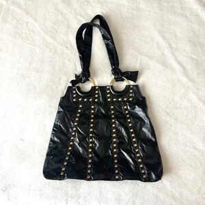 STUDDED BLACK Leather  "THE FIND" HANDBAG Tote